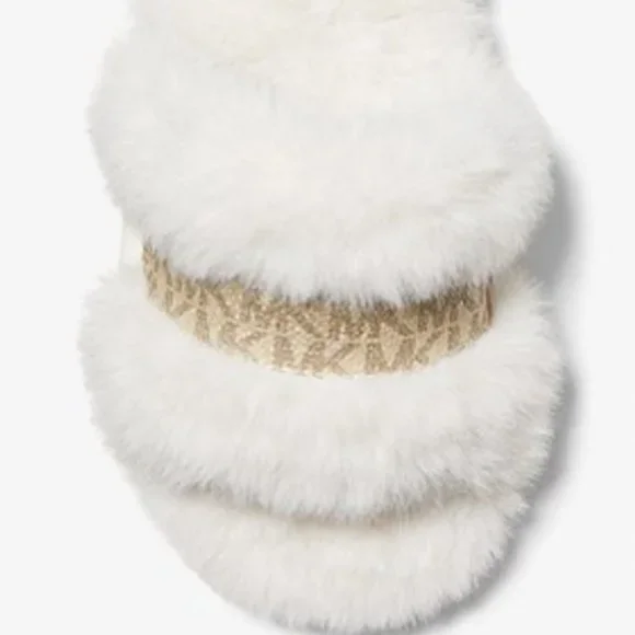 Michael Kors Scarlett Faux Fur Slide Sandal Color - Cream Size 10 M New In Box - Picture 1 of 6
